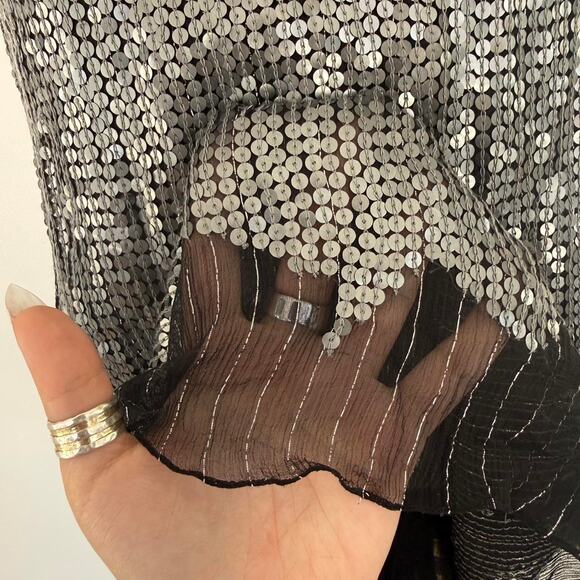 VINTAGE SILK SEQUIN MADE IN INDIA DRESS - Picture 5 of 8